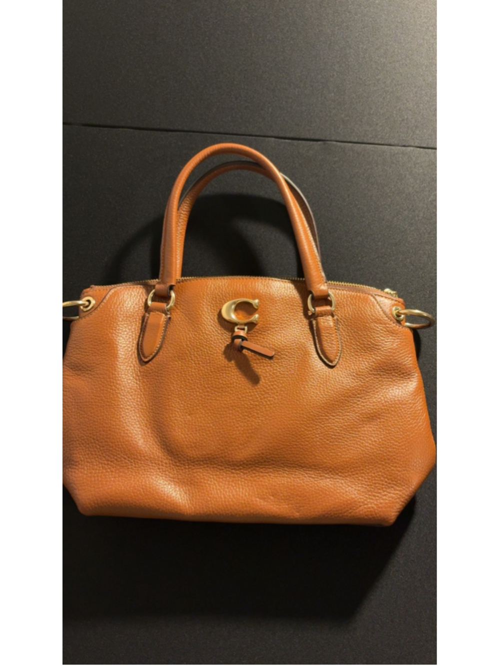 Coach Polished Pebble Leather Small Town Bucket Bag in Saddle Excellent...